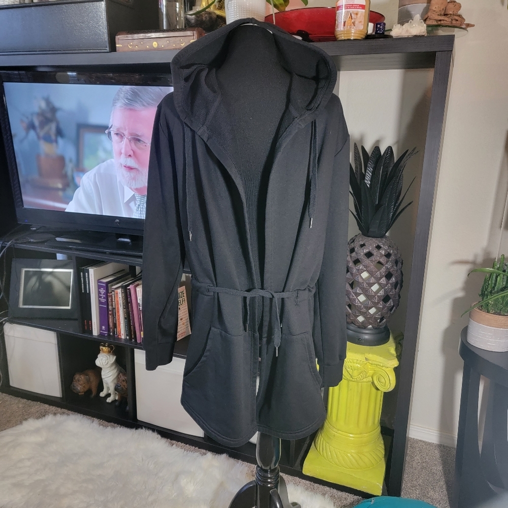 Unisex Oversized Drawstring Hoodie Black One Size Rare
